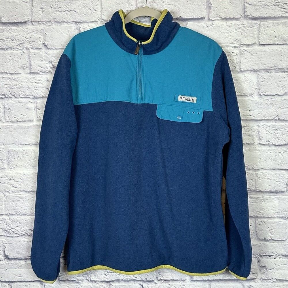 Columbia PFG Fleece Sweater Mens L Harborside ll Colorblock Snap Patagonia Style